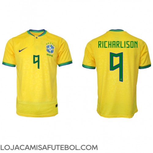 Camisa de Futebol Brasil Richarlison #9 Equipamento Principal Mundo 2022 Manga Curta